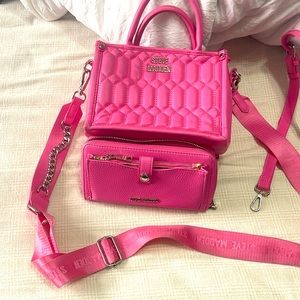 Steve Madden pink binko bag with matching pink wallet